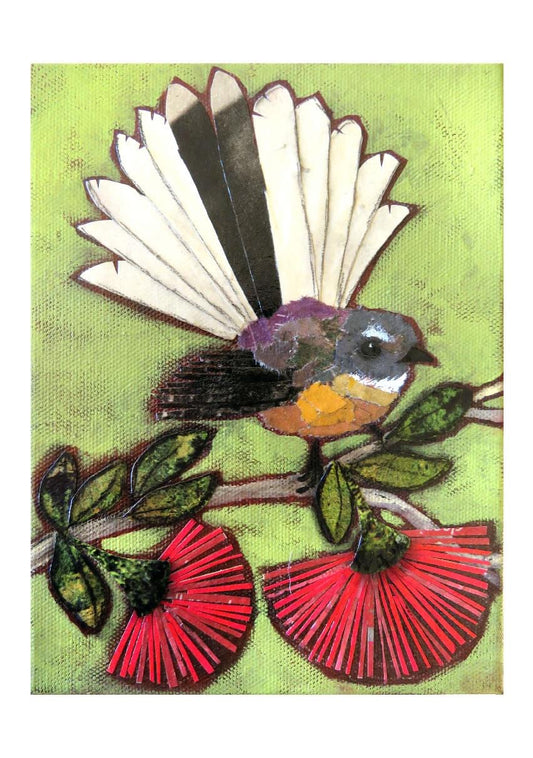 Fantail On Pohutakawa